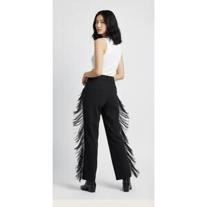 Black Fringe Wide Leg Pants – RETRO PANTS, Size XL Plus Size  (196)